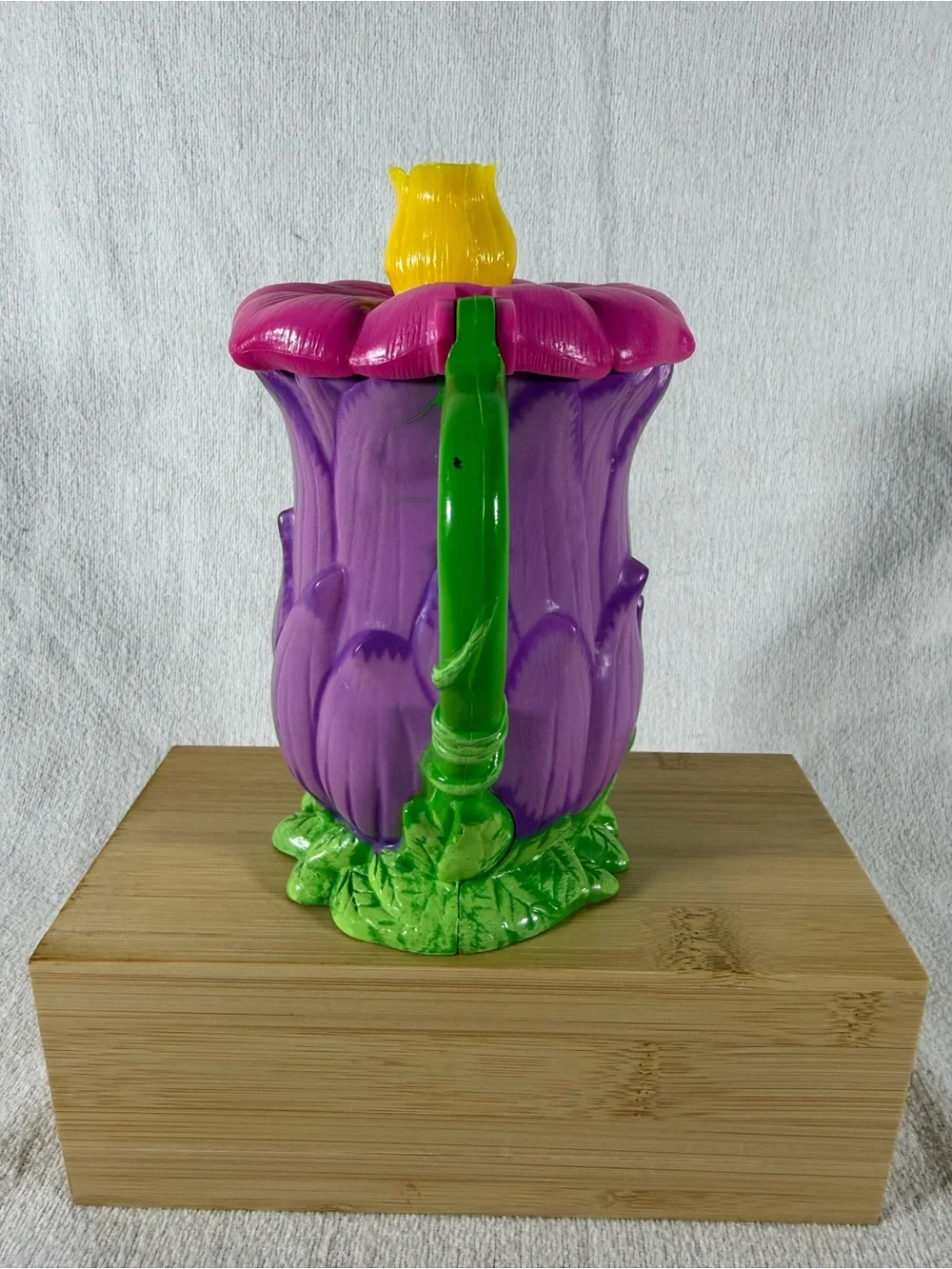 Disney On Ice Tinkerbell Plastic Flower Mug Cup with Flip Lid